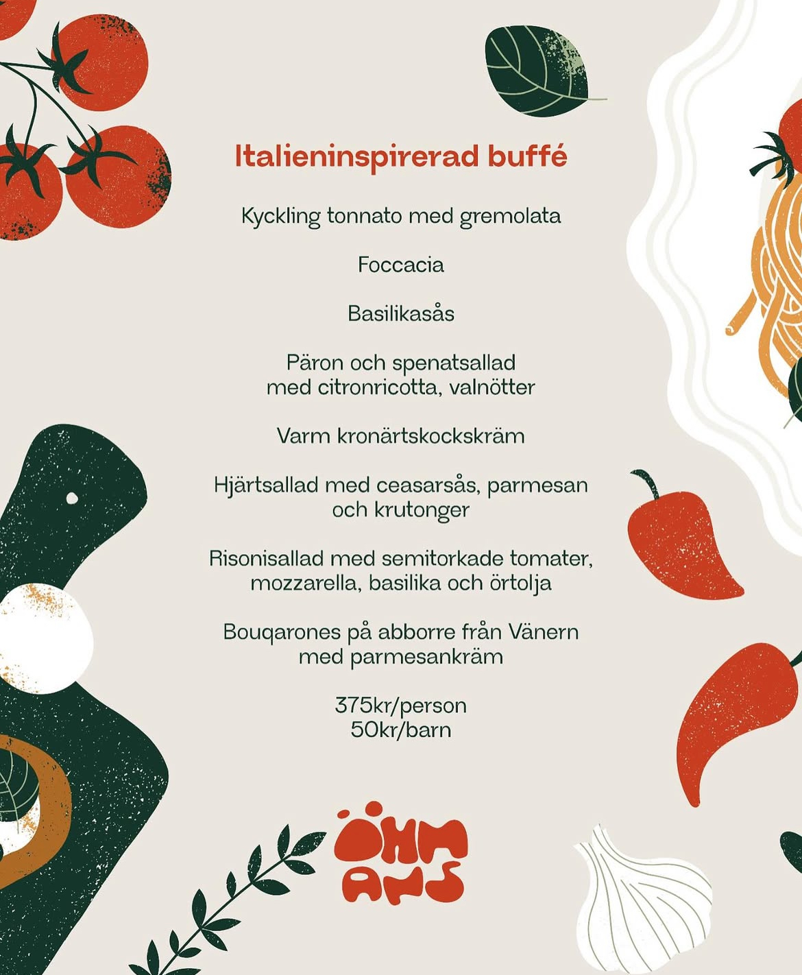 Exempel på Cateringmeny